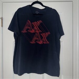 Armani Exchange Black Tee with Red Graphic